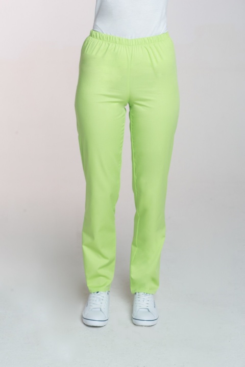OUTLET Spodnie medyczne damskie klasyczne na gumce M-086 - limonka 54